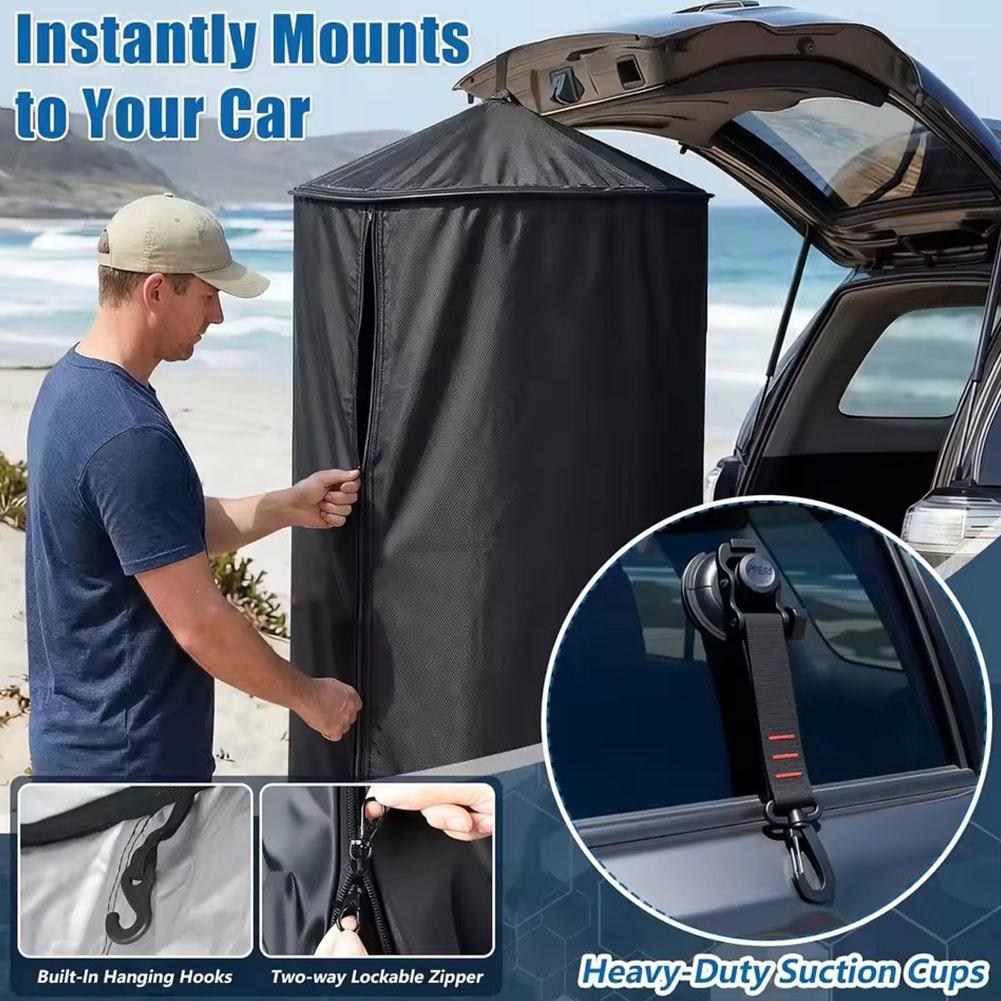 Emergency Mylar Tent - ห้องอาบน้ำและเปลี่ยนเสื้อผ้าแบบพกพาสำหรับตั้งแคมป์ เต็นท์กลางแจ้ง ห้องสุขาชายหาด พร้อมถ้วยดูดสูญญากาศ เต็นท์แขวนท้ายรถ